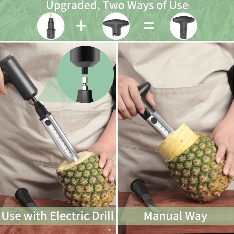 Newness Pineapple Corer with Knife, [Upgraded, Electric & Manual] Stainless