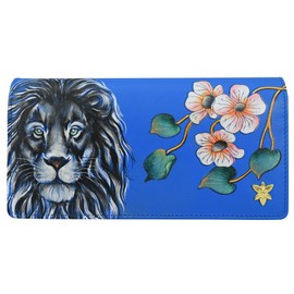 Anuschka Original Hand-Painted Genuine Leather Shoulder Bag with Shoulder Strap for Women, Sapphire King