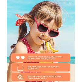 QALLY Kids Sunglasses Polarized Heart-Sunglasses: Toddler girls Sun Glasses with UV Protection for Youth Child 3Pack Age 3-12