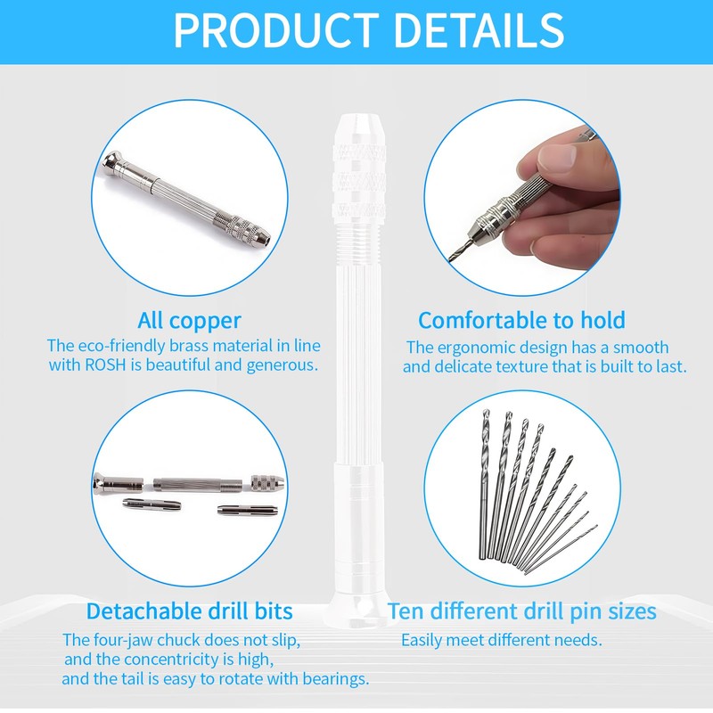 0.8-3 mm Hand Drill for Epoxy Resin, Mini Drill Pin