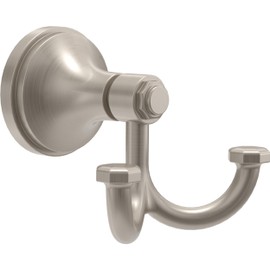 FRANKLIN BRASS Woodruff (1-Pack) Towel Hooks Satin Nickel Double Bathroom J Hooks Wall Mounted for Robes & Towels Hand Towel Hook Holder Kitchen, Bathroom Accessories WDRF35-SN