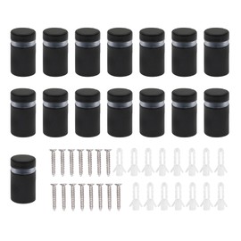 HUAZIZ 15 Pieces Stainless Steel Advertising Screw, Glass Spacer, Glass Standoff Holder, Wall Glass Standoff Holder, with Screws, for Sign Displays, Black (12 x 20 mm)