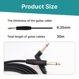Yewseas 6.35 mm Guitar Cable, 3 m, Jack Cable, Instrument Cable for Electric Guitar, Bass, Drums, Pedals, Amplifiers, Mixers, Tuners, Speakers, Acoustics, with Right Angle Jack Plug
