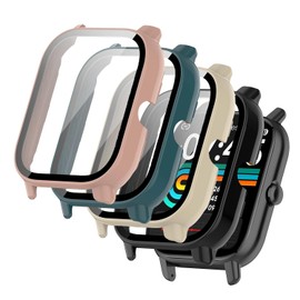 [4-Pack] Case with Tempered Glass Screen Protector Compatible with Nerunsa/Ddidbi/Dotn/Aptkdoe/Poounur (P66D & P66E), Bumper Full Coverage Protective Hard PC Cases Face Cover for P66D/P66E