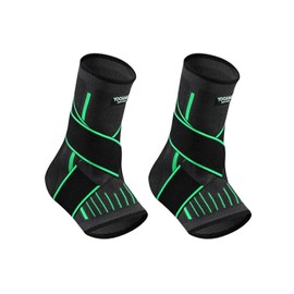 LQSCJS 1 Pair of Ankle Braces for Men and Women, Adjustable Ankle Brace, Foot Bandage, Ankle Bandage for Sports, Joint Pain (Green, L)