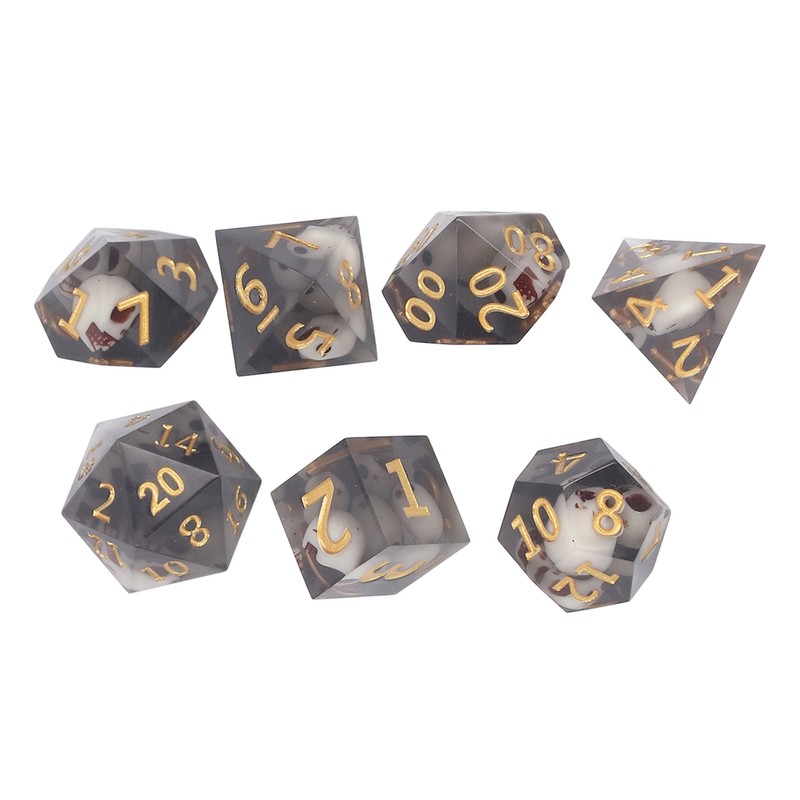 Polyhedral Dice Set Role Playing Epoxy Resin Transparent Skull Dice