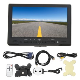 7in TFT LED Monitor VGA AV DC HD Multimedia Interface Color Screen with Dual Speakers Remote Control 100‑240V EU Plug