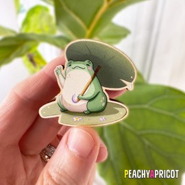 Cute Frog Pin with Umbrella Froggy Accessory Gifts