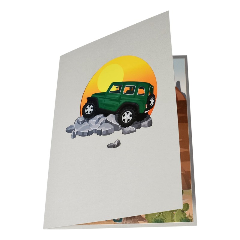 Magic Ants 3D SUV車のポップアップカード、誕生日のための手作りの3Dグリーティングカード、父の日、子供のお父さんの夫のための誕生日カード、すべての機会