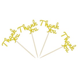 Honbay 24PCS Gold Glitter Thank You Cupcake Toppers Thank You Cupcake Picks for Birthday Anniversary Thanksgiving Day Wedding Bridal Party Decoration