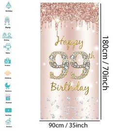 99. Geburtstag Deko Frauen, Happy 99th Birthday Door Banner Roségold, 99. Geburtstag Stoff Schild Plakat Türdekoration, 99. Geburtstag Hintergrund Banner Damen, Geburtstagsfeier Willkommensschild