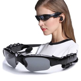 Auriculares con Gafas de Sol Bluetooth, Gafas de Sol Polarizadas Inalámbricas Inteligentes con Auriculares Estéreo, Gafas de Conducción Deportivas para Android IOS Teléfonos (Cortador de alambre negro + lente amarilla + gong)