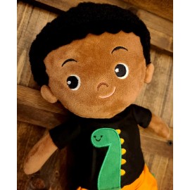 Handmade Soft Rag 14" Dino Brown baby boy Plush Doll Toy