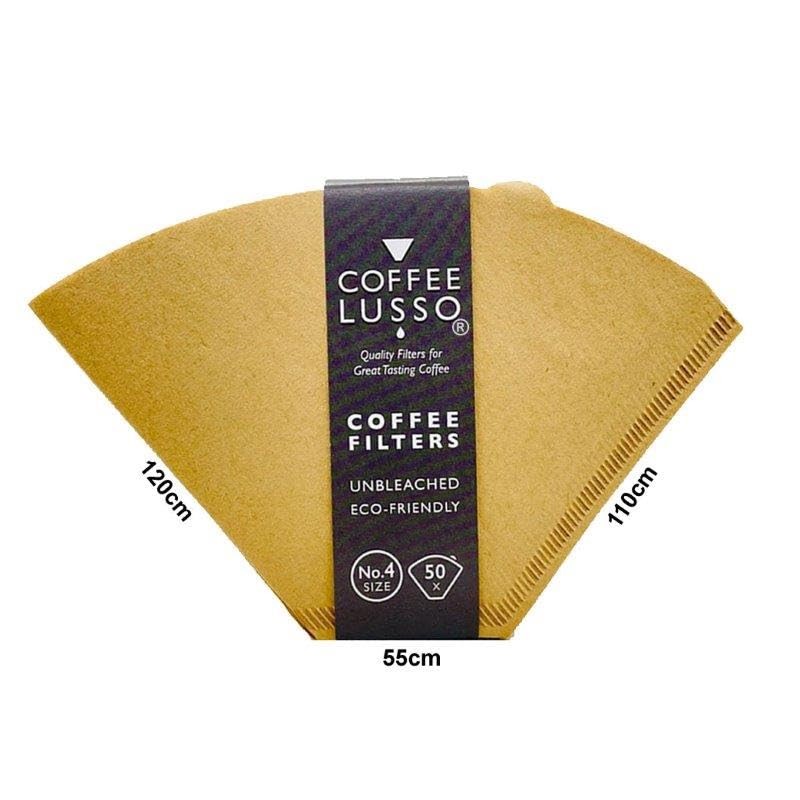 Size 4/No.4/1x4 Coffee Filter Papers by COFFEE LUSSO, Cone Shaped,