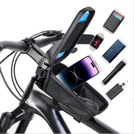 LLTTLTMM Hard Casing Waterproof bike cell phone holder,Tube Bag,bike accessories, bicycle front frame bag,mountain bike bag,ebike accessories 6.9''