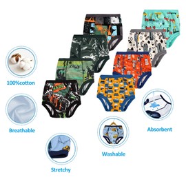 FLYISH DIRECT Cotton Potty Training Pants for Boys Potty Trainer Pants Potty Training Pants Toddler Reusable Training Pants, 8 Packs, 4 Years