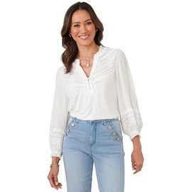 Democracy Women's Mixed Media Top, Off White