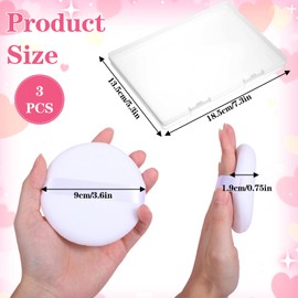 3 Pack Large White Powder Puffs, 4.13 Inch Soft Cotton Portable Extra Big Loose Powder Puff Washable Travel Size Round Puff Face Makeup Ductile Puffs with Clear Box for Women Body Face