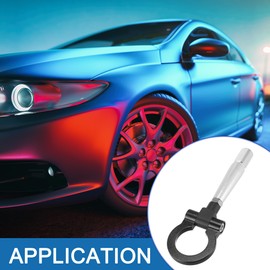 A ABSOPRO Track Racing Front Rear Bumper Screw on Tow Hook Trailer Ring Towing Tow Hook for Mitsubishi Lancer x 10 Aluminum Alloy Black Round 1Pc