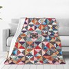 Printed Abstract Floral Boho Patchwork Throw Blanket Ultra Soft Cozy