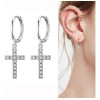 Aretes de plata cruz para mujer con caja de regalo