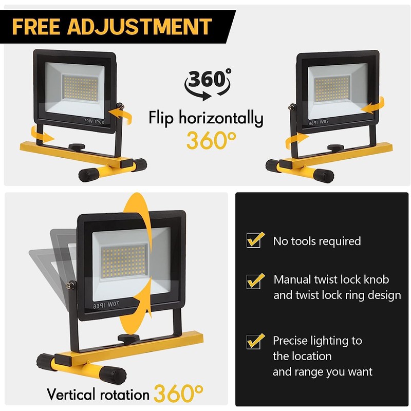 22000 Lumen Work Lights with Stand, 3 Head Portable LED