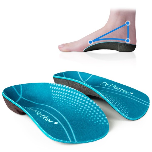 DR.POTTER+ 3/4 Orthotic Insoles, Shoe Inserts for Plantar Fasciitis Relief,