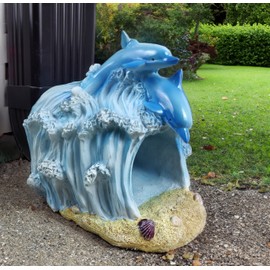 Gutter Diverter Rain,Dolphin Statue Deco Gutter Extension Downspout,Eco-Friendly Resin Sculpture Gutter Extender Diverter,Splash Block, Perfect Rain Gutter Downspout Extension for 3"x4" Downspouts