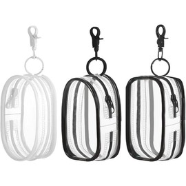 3 count Clear Makeup Bag Mini Makeup Bag  for Women, Makeup Bag Key Pocket Lipstick Bag Card Holder Data  Organizer Zipper Pouch, Black and White, YANGM-1-06 - Colour: 3Pcs black white