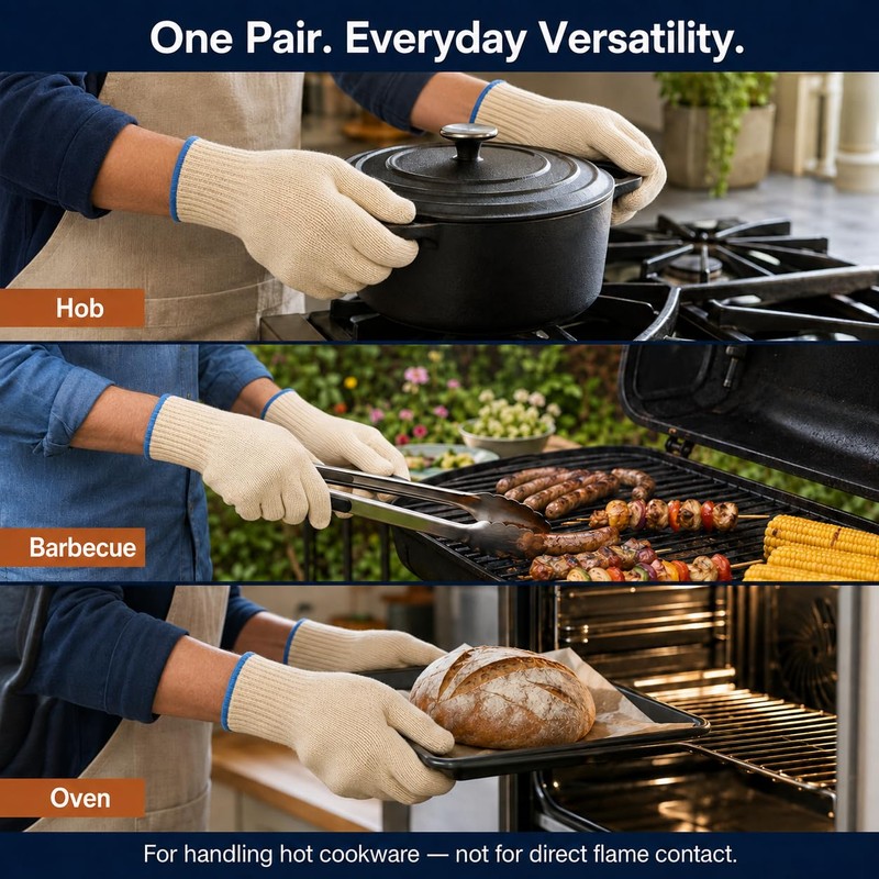 Nestvibe Oven Gloves Heat Resistant with Fingers for BBQ and