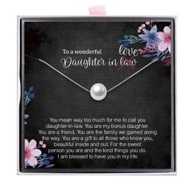 ALoveSoul Daughter in Law Gifts - Sterling Silver Single Pearl Necklace Birthday Gift Wedding Gift for Bride