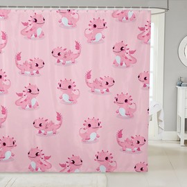 Feelyou Axolotl Bathroom Shower Curtain Set Cute Axolotl Shower Curtain Cartoon Axolotl Bath Curtain for Kids Boys Girls Cartoon Salamander Kids Bathroom Accessories 72"x72"
