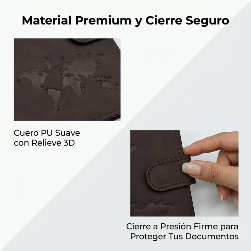 Porta Pasaporte con Bloqueo RFID, Funda para Pasaporte y Visa