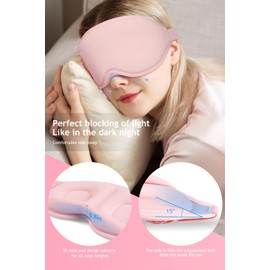Aosun Sleep Masks for Side Sleepers, Upgraded 3D Sleep Mask for Men and Women, 100% Light Blocking with Adjustable Elastic Band and Plugs, 2 Pack Black-Pink3