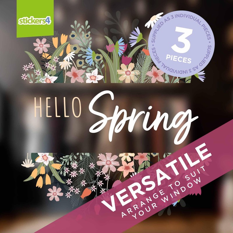 Large Hello Spring Window Stickers for Glass - Spring Window