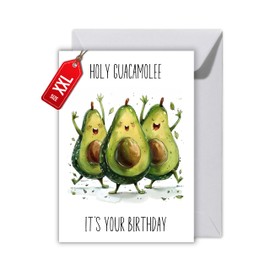 WBdesignz Birthday Card with Envelope - Holy Guacamolee It's Your Birthday Happy Birthday Card (XXL DIN A4)