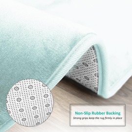 Nestl Set of 3 Bath Rugs, Absorbent Memory Foam Bath Mat Bathroom Rugs, Aqua, Large 20"x32", Small 17"x24", Contour 24"x20"