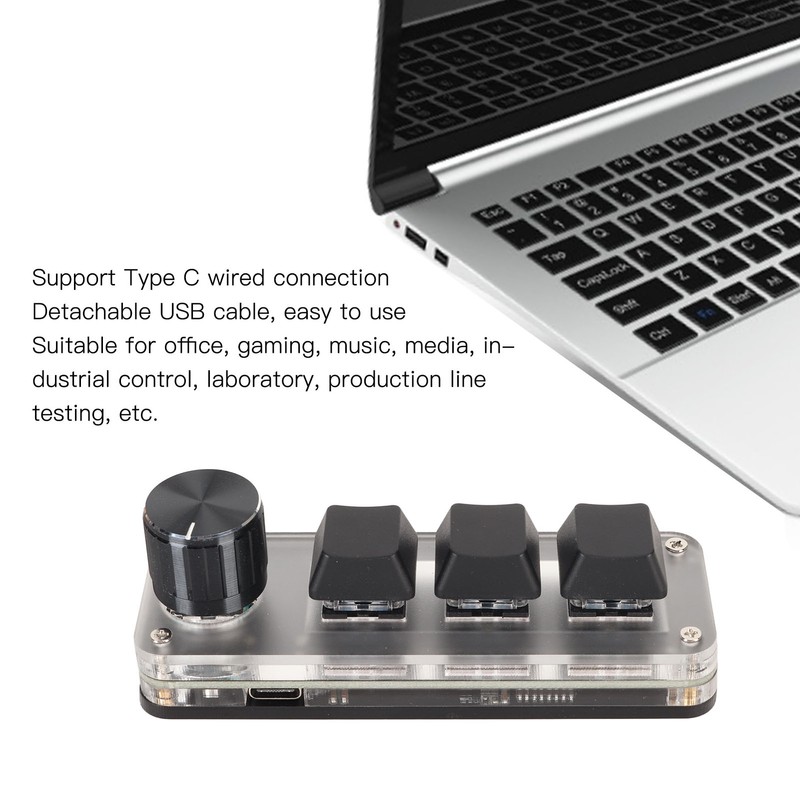 USB Mini 3 Key Keypad with Knob DIY Programmable Type
