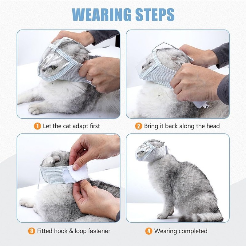 Cat Muzzle, Breathable Cat Face Cover Transparent Anti Bite Face