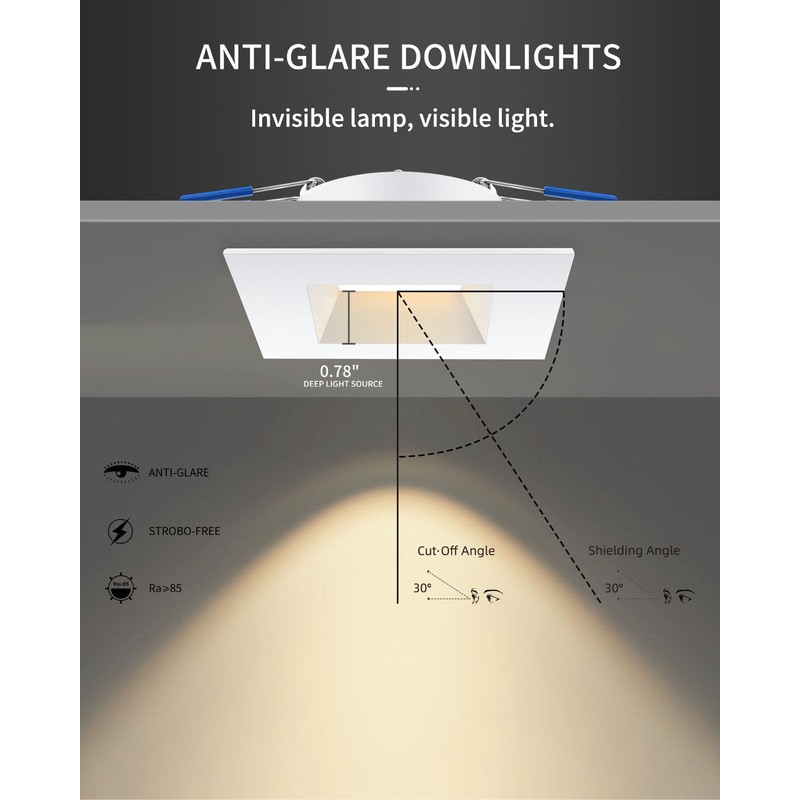 Adetu 4 Inch Anti-Glare LED Downlight,Dimmable Ceiling Light with 5CCT