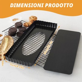 QKNOSM 2 stampi per torte con fondo di sollevamento, antiaderente, 35 x 11 cm, rettangolare, per torte e biscotti fatti in casa, 2 pezzi