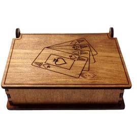 PELICAN INDUSTRIAL Poker Playing Cards with Natural Wooden Box - Waterproof Cards for Party - Camping - Birthday Gift, Includes 52 Playing Cards and 2 Joker Cards, Made in USA - v2