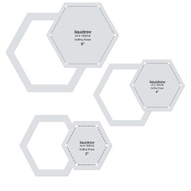 Liquidraw Quilting Templates & Rulers for Patchwork Acrylic Stencils Set of 3 Hexagon, Hearts, Square & Stars (Hexagon Set of 3)