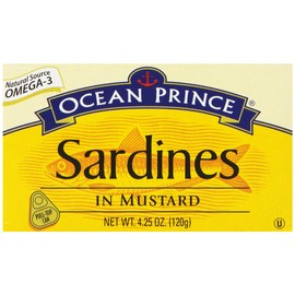 Ocean Prince Sardines in Mustard, 4.25-Ounce Cans (Pack of 12)