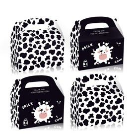 24 Pcs Cow Farm Animal Party favor Treat Gift Boxes Cow Print Paper Gift Boxes Birthday Party Decorations Cow Theme Party Treat Boxes Decorations