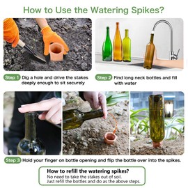 REMIAWY Plant Watering Spikes, Plant Vacation Waterer Wine Bottle Watering Stakes Terracotta Devices Slow Release Self Spikes for Indoor Outdoor