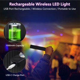 LECART 4 Pcs Car Interior Lights Wireless Remote Control Led Atmosphere Ambient Lighting Kits USB C Rechargeable Neon Accent Light 9 Colors LED Strip Lamp with Mini Flashlight