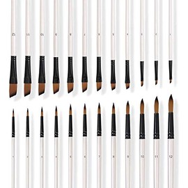 Fotgear 24 Pack Cepillos de Pintura, Pinceles para Acuarela de Acrílico de Nylon, Pinceles de Punto Pinceles para Acrilico al Oleo, para Artistas, Niños, Aula, Cabeza Plana y con Punta