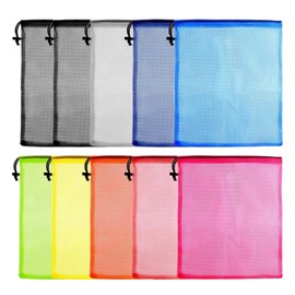 Eowppue 10PCS Multi-color Drawstring Bag Pack,Lightweight and Versatile Mesh Bags drawstring pouch for Gym, Beach, Laundry