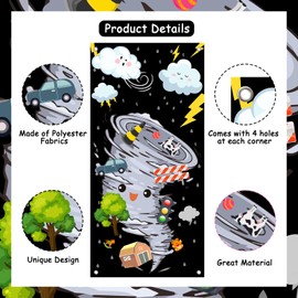 Sursurprise Tornado Theme Door Cover, Storm Lightning Door Banner Fournado Tornado Sign Decorations, Tornado Birthday Baby Shower Weather Party Decor Indoor Outdoor Supplies